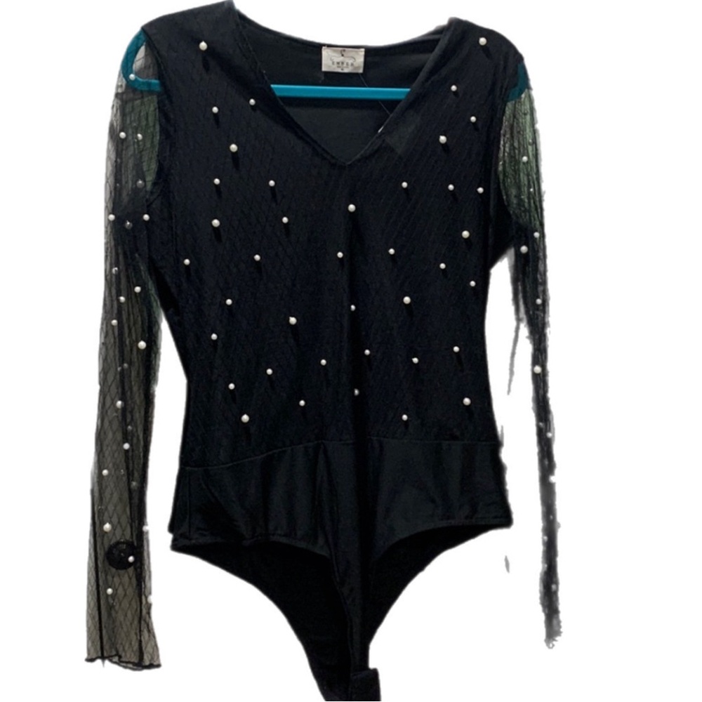 Black & pearl bodysuit
